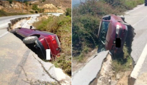 Κρήτη: Υποχώρησε ο δρόμος και αυτοκίνητο έπεσε στο κενό